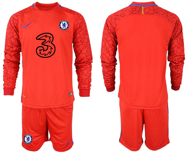 Men 2020-2021 club Chelsea red goalkeeper long sleeve Soccer Jerseys->chelsea jersey->Soccer Club Jersey
